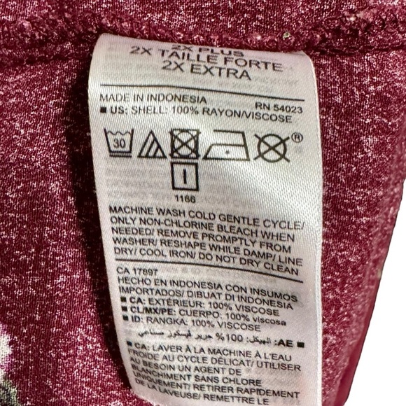 OLD NAVY Burgundy Ditsy Floral Button Front Ruffled Shoulder Midi Length Dress - Picture 9 of 9